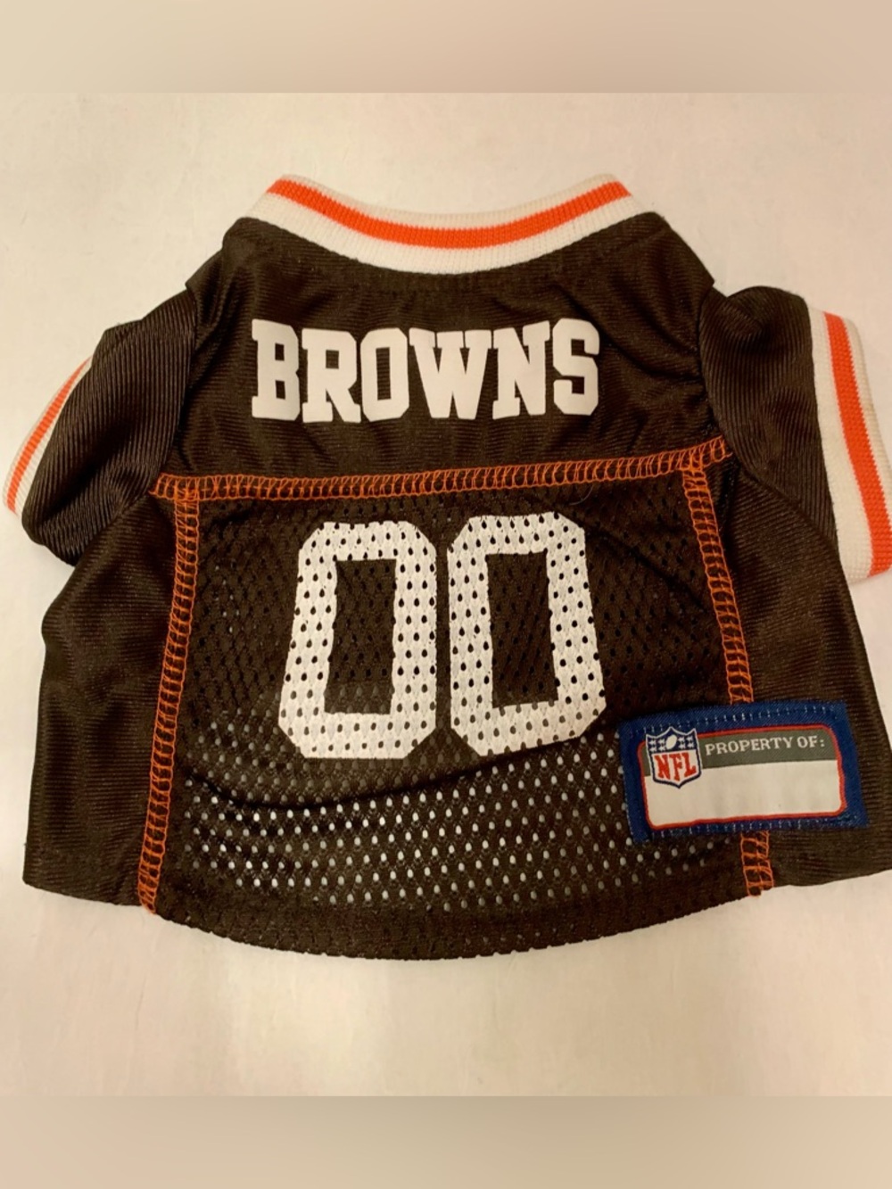 Cleveland Browns NFL Pet Jersey with '00' Number. Size Xsmall
